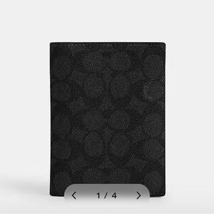 Coach Black Passport & Card Holder with Monogram Design